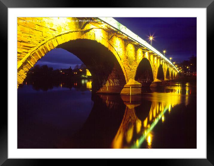 Perth Bridge (or Smeaton's Bridge) lit up at night Framed Mounted Print by Navin Mistry