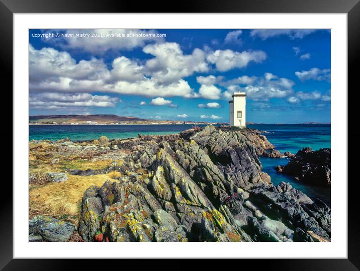 Carraig Fhada Light house, Isle of Islay, Scotland Framed Mounted Print by Navin Mistry