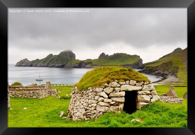 A view of Hirta Bay, St. Kilda, Outer Hebrides Framed Print by Navin Mistry