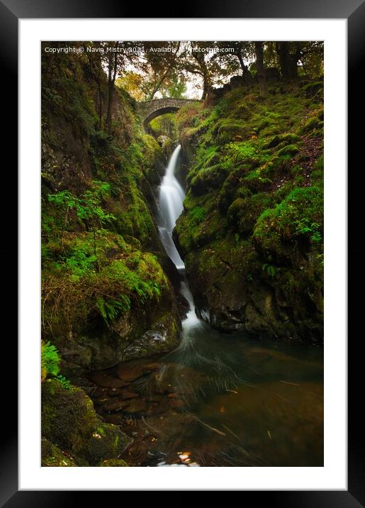 Aira Force Waterfall Lake District National Park, England Framed Mounted Print by Navin Mistry