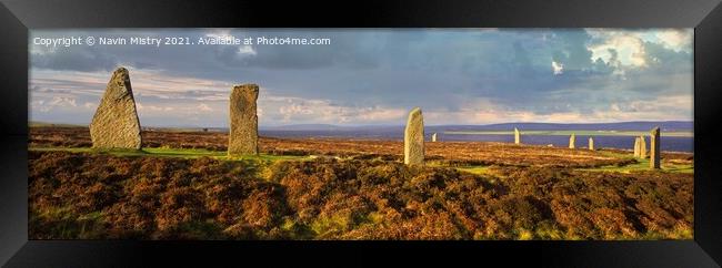 Ring of Brodgar, Orkney, Scotland Panoramic Framed Print by Navin Mistry