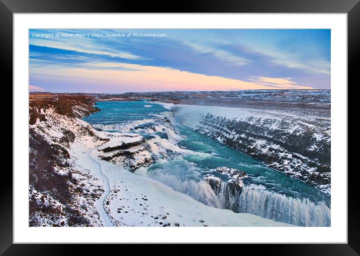 Gullfoss Falls, Iceland Framed Mounted Print by Navin Mistry