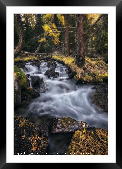 Waterfall in Autumn Framed Mounted Print by Manuel Martin