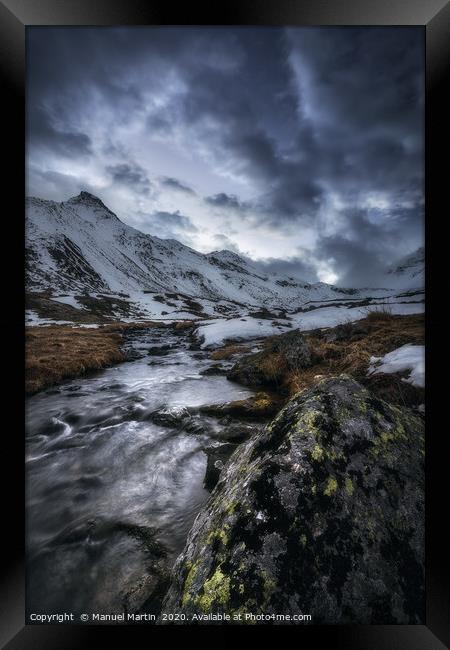 Swiss Alps Twilight Framed Print by Manuel Martin