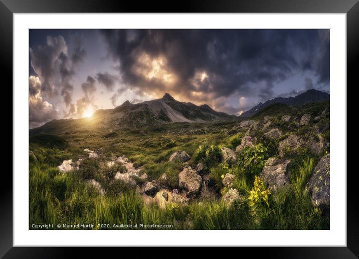Sunrise Panorama in the Swiss Alps Framed Mounted Print by Manuel Martin