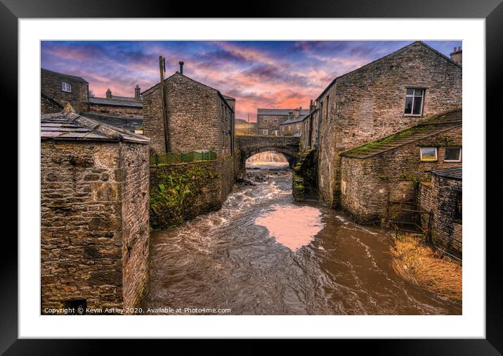 Yorkshire, Hawes 'Rapidly Running Through The Vill Framed Mounted Print by KJArt 