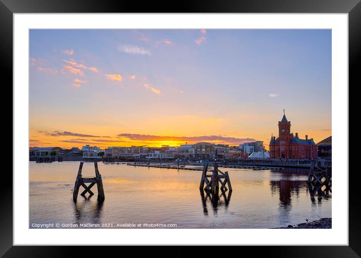 Beautiful Sunset over Cardiff Bay Framed Mounted Print by Gordon Maclaren