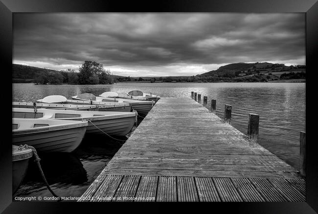 Llangorse Lake, Brecon Beacons Monochrome  Framed Print by Gordon Maclaren