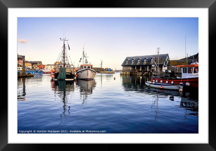 Fishing Boats in Mevagissey Harbour, Cornwall Framed Mounted Print by Gordon Maclaren