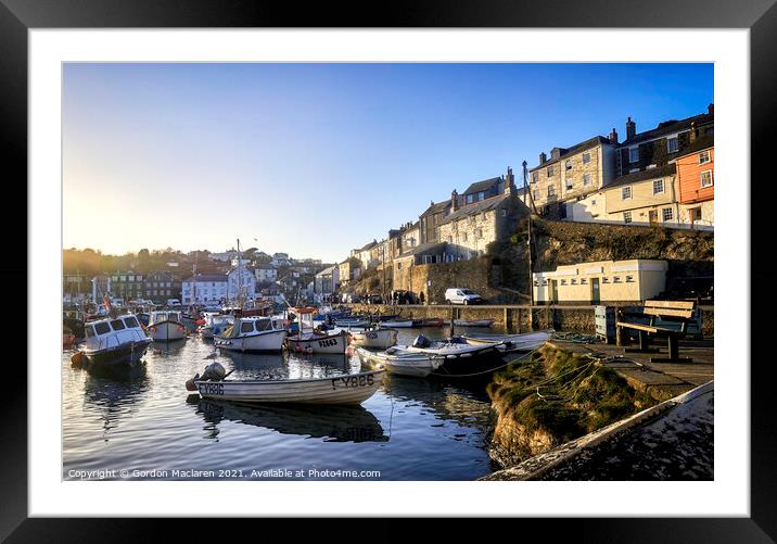 Boats in Mevagissey Harbour, Cornwall Framed Mounted Print by Gordon Maclaren