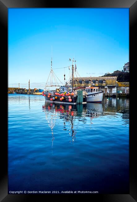 Fishing boats in Mevagissey Harbour, Cornwall. Framed Print by Gordon Maclaren