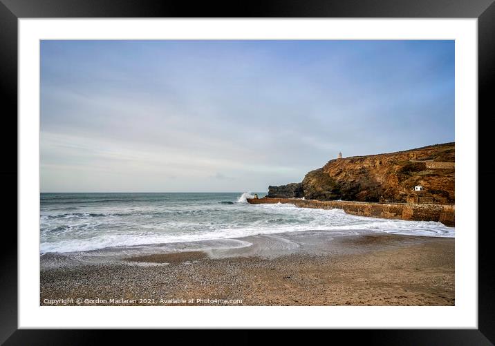 Portreath Beach and the Harbour Wall Framed Mounted Print by Gordon Maclaren