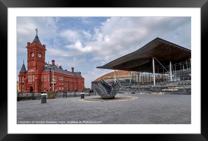 Cardiff Bay, the Pierhead Building and the Senedd Framed Mounted Print by Gordon Maclaren