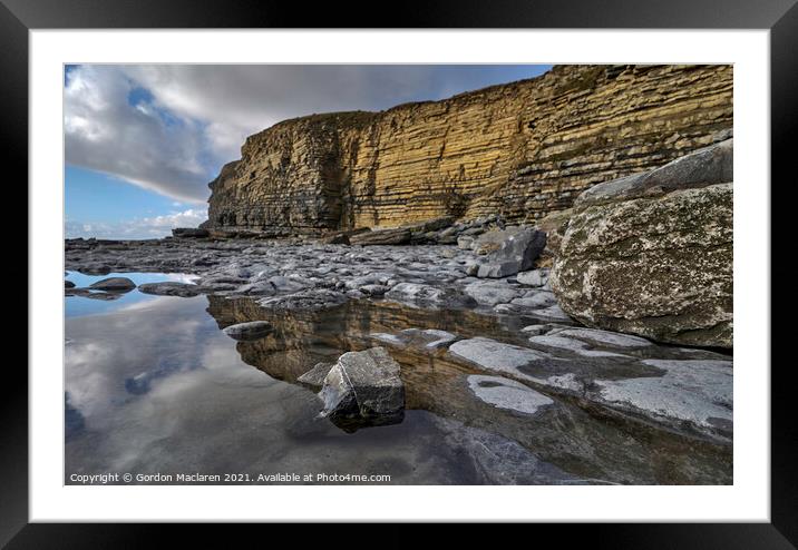 Rocky Coastline at Dunraven Bay Framed Mounted Print by Gordon Maclaren