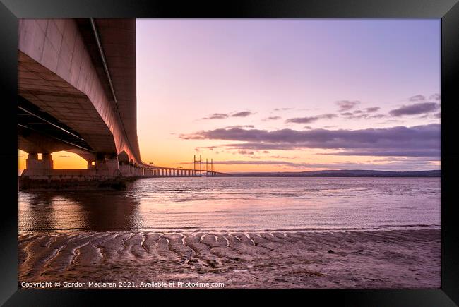 Severn Bridge at Sunset Framed Print by Gordon Maclaren