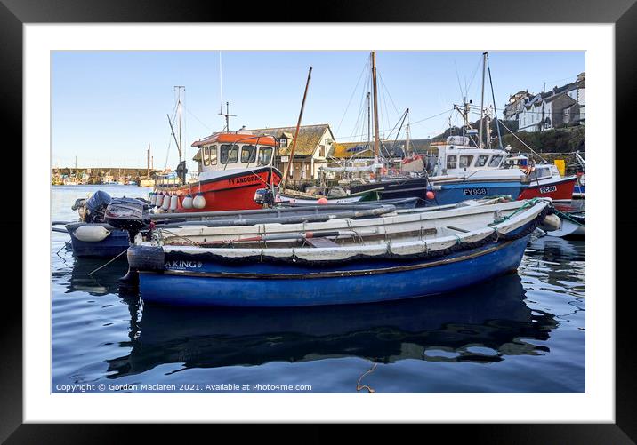 Mevagissey Fishing Harbour, Cornwall Framed Mounted Print by Gordon Maclaren