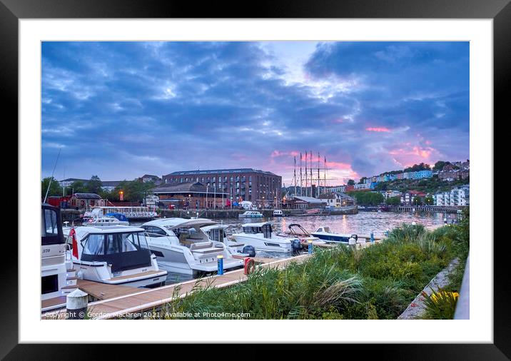 Sunset over Bristol Harbour Framed Mounted Print by Gordon Maclaren