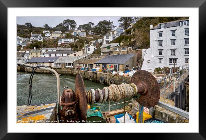 Cornish Fishing Harbour, Polperro Cornwall Framed Mounted Print by Gordon Maclaren