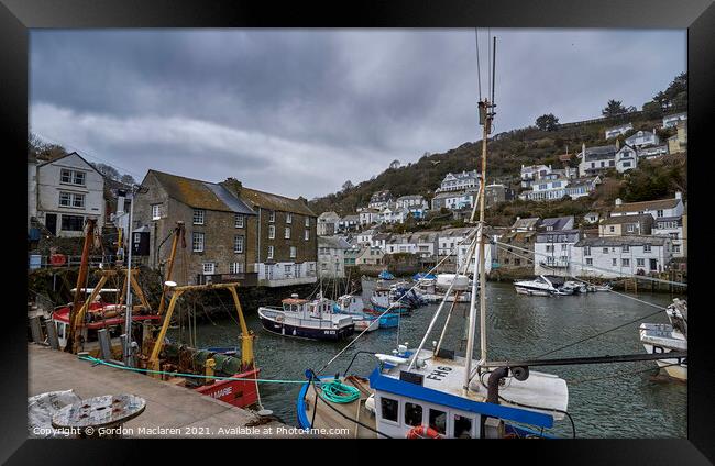 Boats in Polperro Harbour, Cornwall Framed Print by Gordon Maclaren