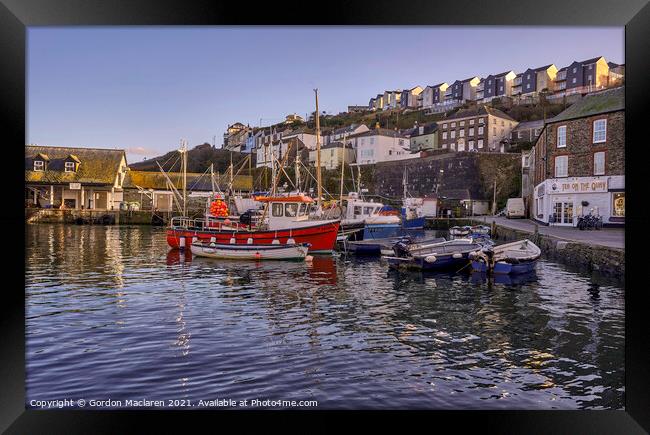 Fishing Boats in Mevagissey Harbour, Cornwall Framed Print by Gordon Maclaren