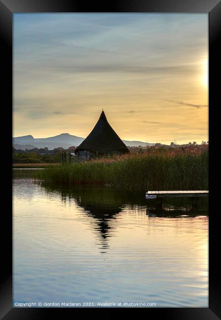 Sunset over the Crannog, Llangorse Lake Framed Print by Gordon Maclaren