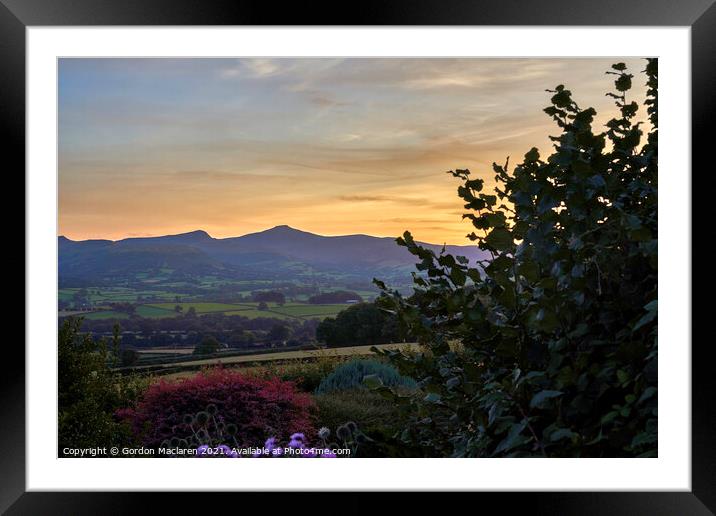 Sunset over Pen y Fan and Corn Du in the Brecon Be Framed Mounted Print by Gordon Maclaren