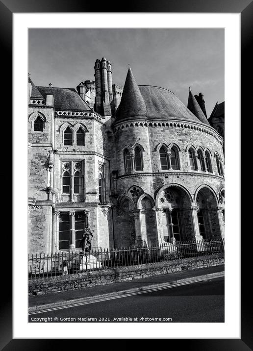 Monochrome image of the Old College, Aberystwyth  Framed Mounted Print by Gordon Maclaren