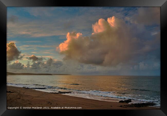 A beautiful Cornish sunrise photographed from Porthleven beach Framed Print by Gordon Maclaren