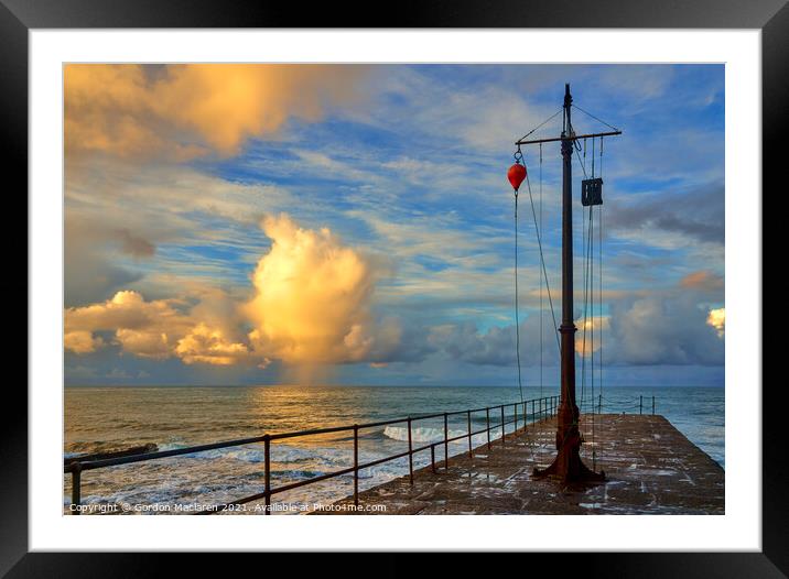 Sunrise over the Cornish Sea, photographed from Porthleven jetty Framed Mounted Print by Gordon Maclaren