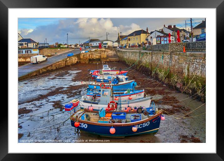 Boats in Porthleven Harbour, Cornwall  Framed Mounted Print by Gordon Maclaren