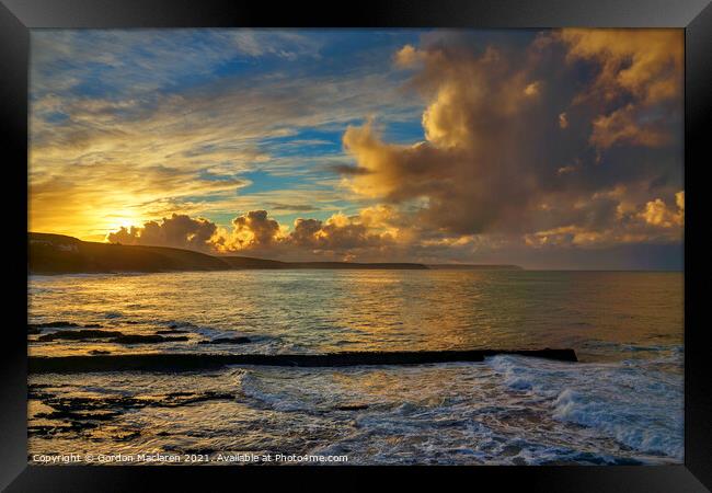 Awesome sunrise over Porthleven, Cornwall Framed Print by Gordon Maclaren