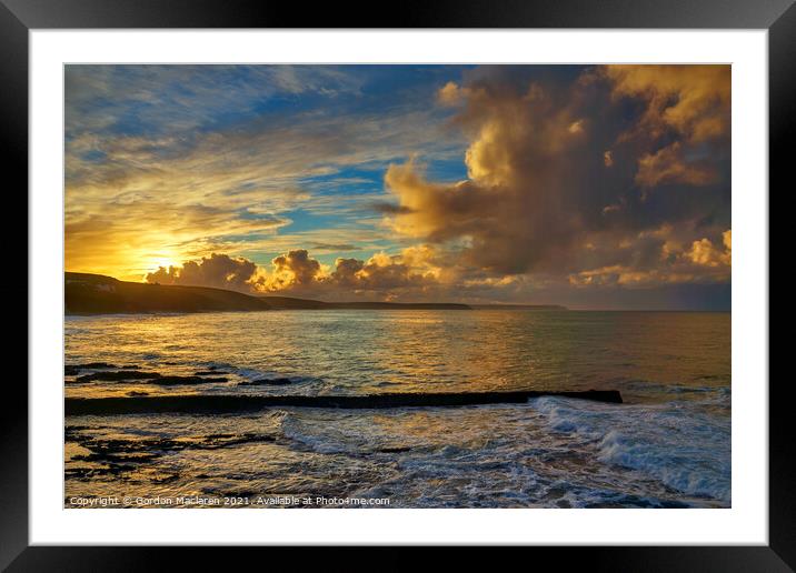 Awesome sunrise over Porthleven, Cornwall Framed Mounted Print by Gordon Maclaren