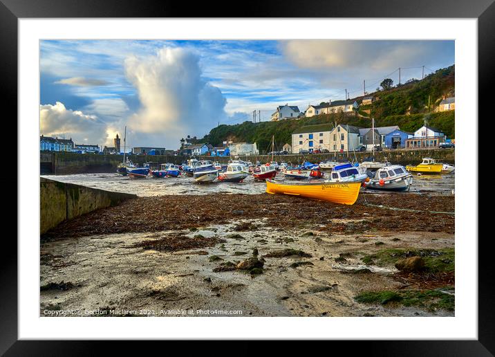 Boats moored in Porthleven Harbour, Cornwall   Framed Mounted Print by Gordon Maclaren