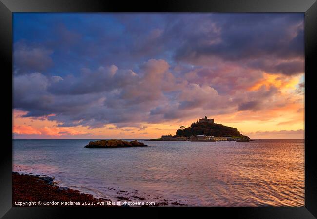 Beautiful Winter Sunset over St Michael's Mount Framed Print by Gordon Maclaren