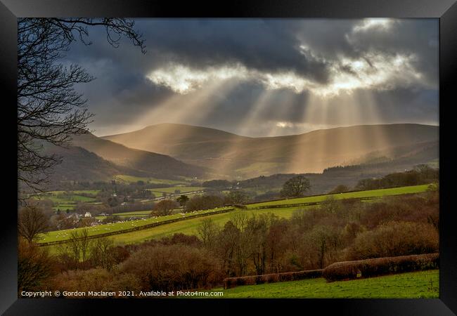 God's rays over the Brecon Beacons, South Wales Framed Print by Gordon Maclaren