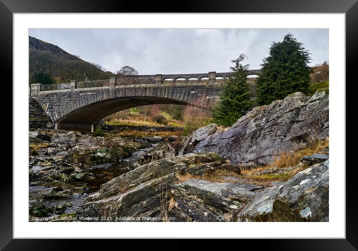 Bridge over the river, Claerwen Dam Framed Mounted Print by Gordon Maclaren
