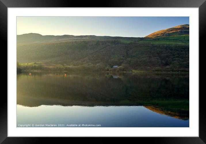 Sunset reflections in Tal-y-llyn Lake Framed Mounted Print by Gordon Maclaren