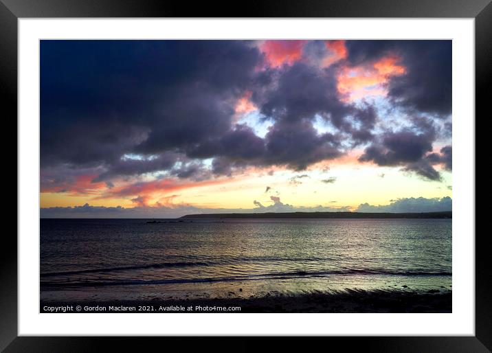 Sunset over Newlyn, Penzance, Cornwall Framed Mounted Print by Gordon Maclaren