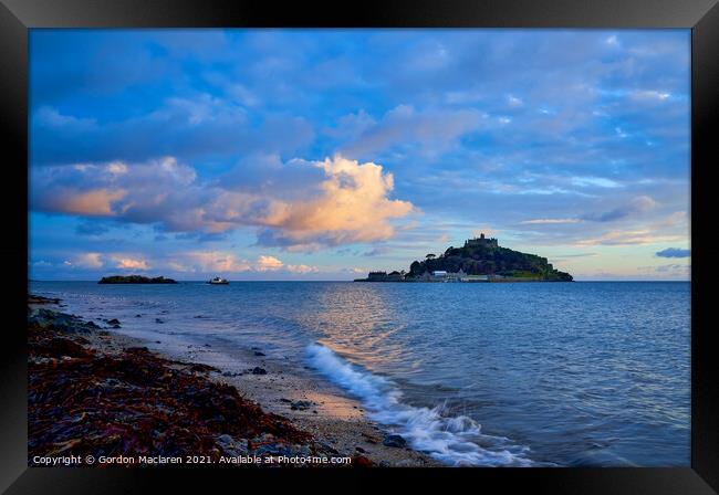 Winter Sunset over St Michaels Mount Cornwall Framed Print by Gordon Maclaren