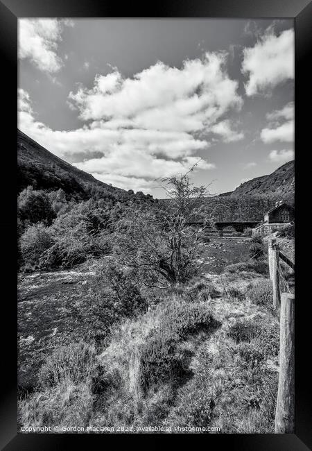 Caban Coch Dam, Elan Valley, Black & White Framed Print by Gordon Maclaren