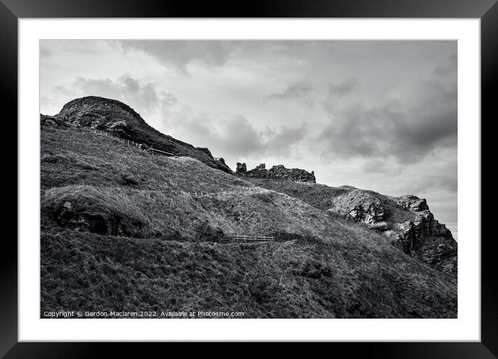 Tintagel Castle, Cornwall in black and white Framed Mounted Print by Gordon Maclaren