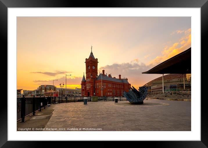 Sunset over the Pierhead Building, Cardiff Bay Framed Mounted Print by Gordon Maclaren