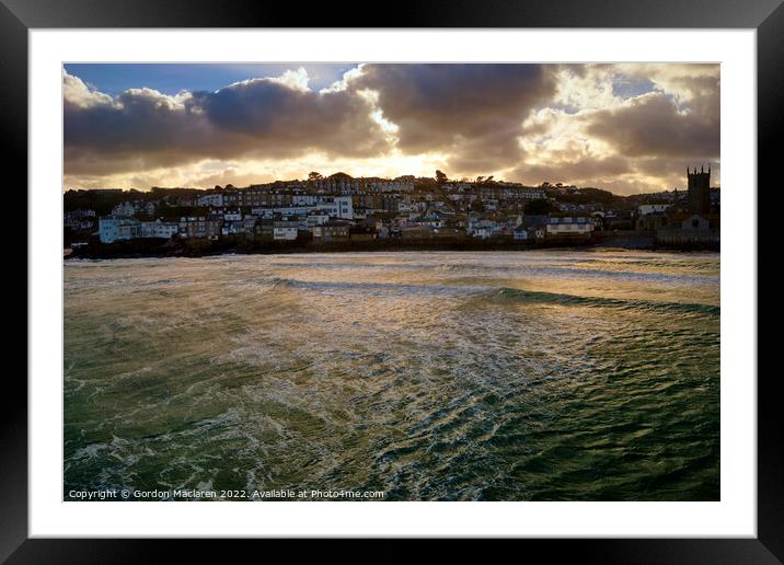 Sunset over St Ives, Cornwall Framed Mounted Print by Gordon Maclaren