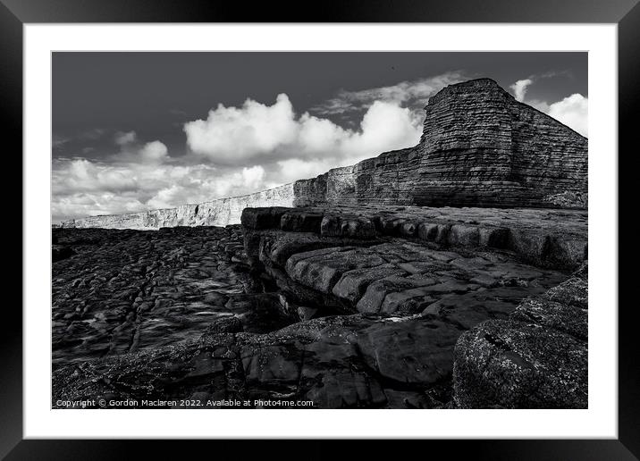 Nash Point, Glamorgan Heritage Coast, Monochrome Framed Mounted Print by Gordon Maclaren