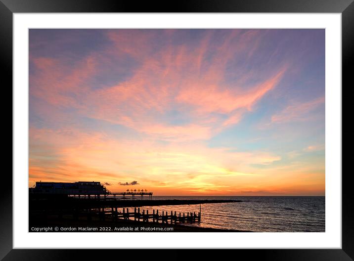 Sunset over North Beach, Aberystwyth, West Wales Framed Mounted Print by Gordon Maclaren