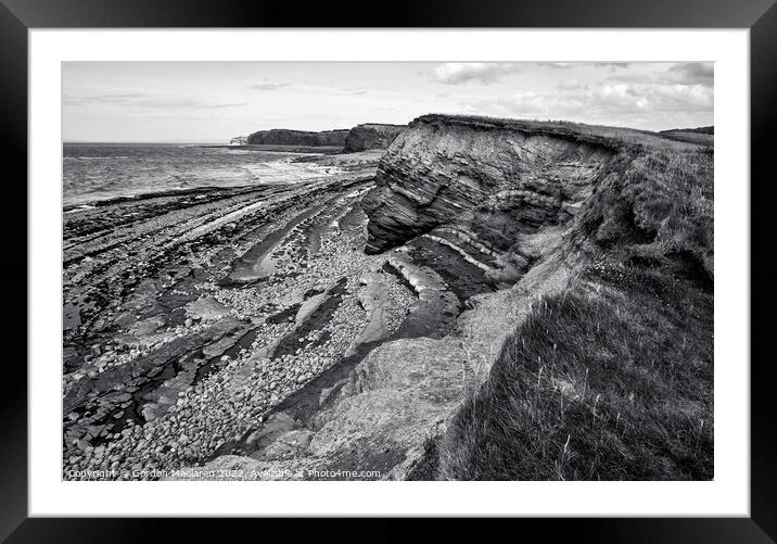 Kilve Beach Somerset England Monochrome Framed Mounted Print by Gordon Maclaren