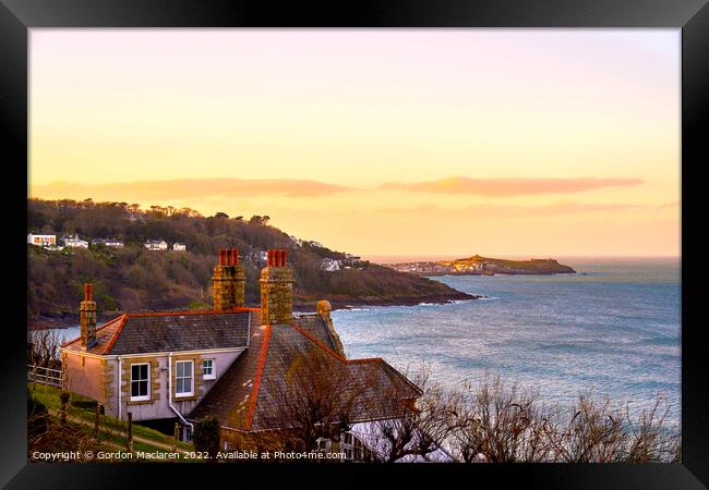 Sunrise over St. Ives, viewed from Carbis Bay, Cornwall Framed Print by Gordon Maclaren