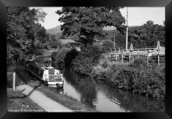 The Brecon and Monmouthshire Canal, Llangynidr, Monochrome Framed Print by Gordon Maclaren