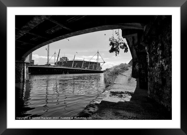 Principality Stadium, Cardiff, Monochrome  Framed Mounted Print by Gordon Maclaren