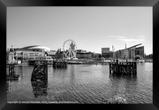 Cardiff Bay, South Wales in Black and White Framed Print by Gordon Maclaren
